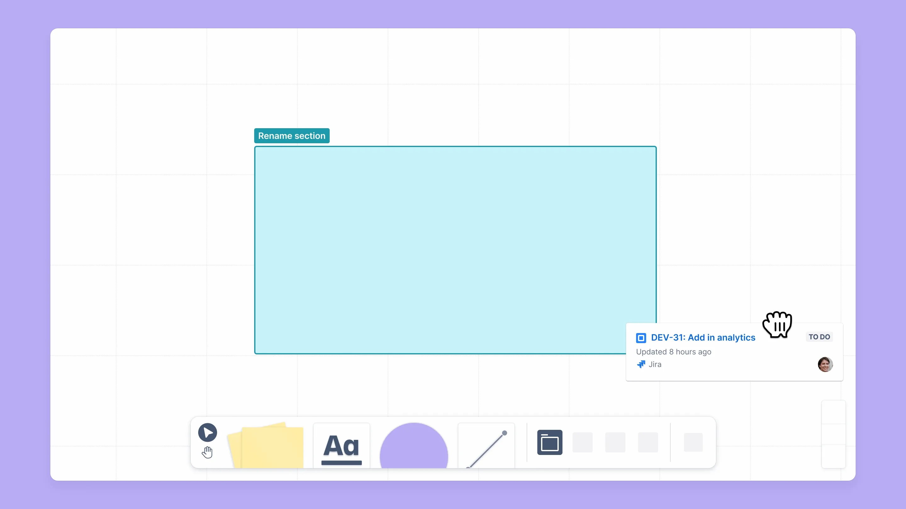 Ein Jira-Vorgang wird per Drag-and-Drop in einen Abschnitt gezogen.