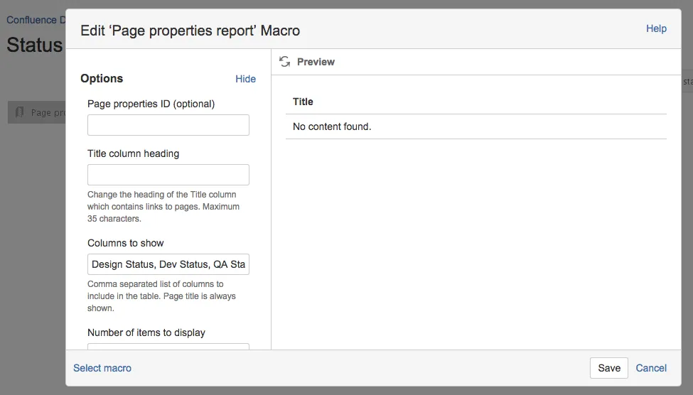 Aktualisieren des Page-Properties-Makros
