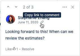 Du kannst direkt auf einen Inline-Kommentar oder Seitenkommentar verlinken, indem du den Link dazu kopierst.