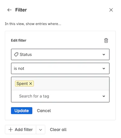 Filter bearbeiten
