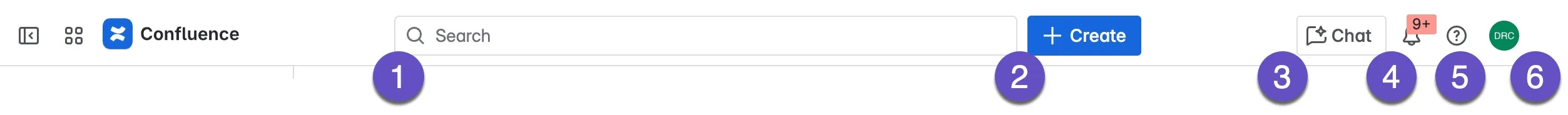 Die Top-Navigation in Confluence