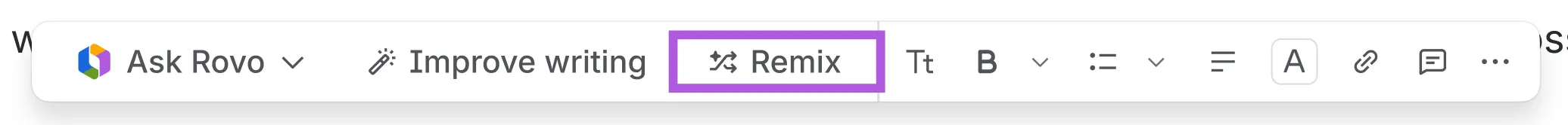 Die schwebende Symbolleiste mit hervorgehobenem Remix.