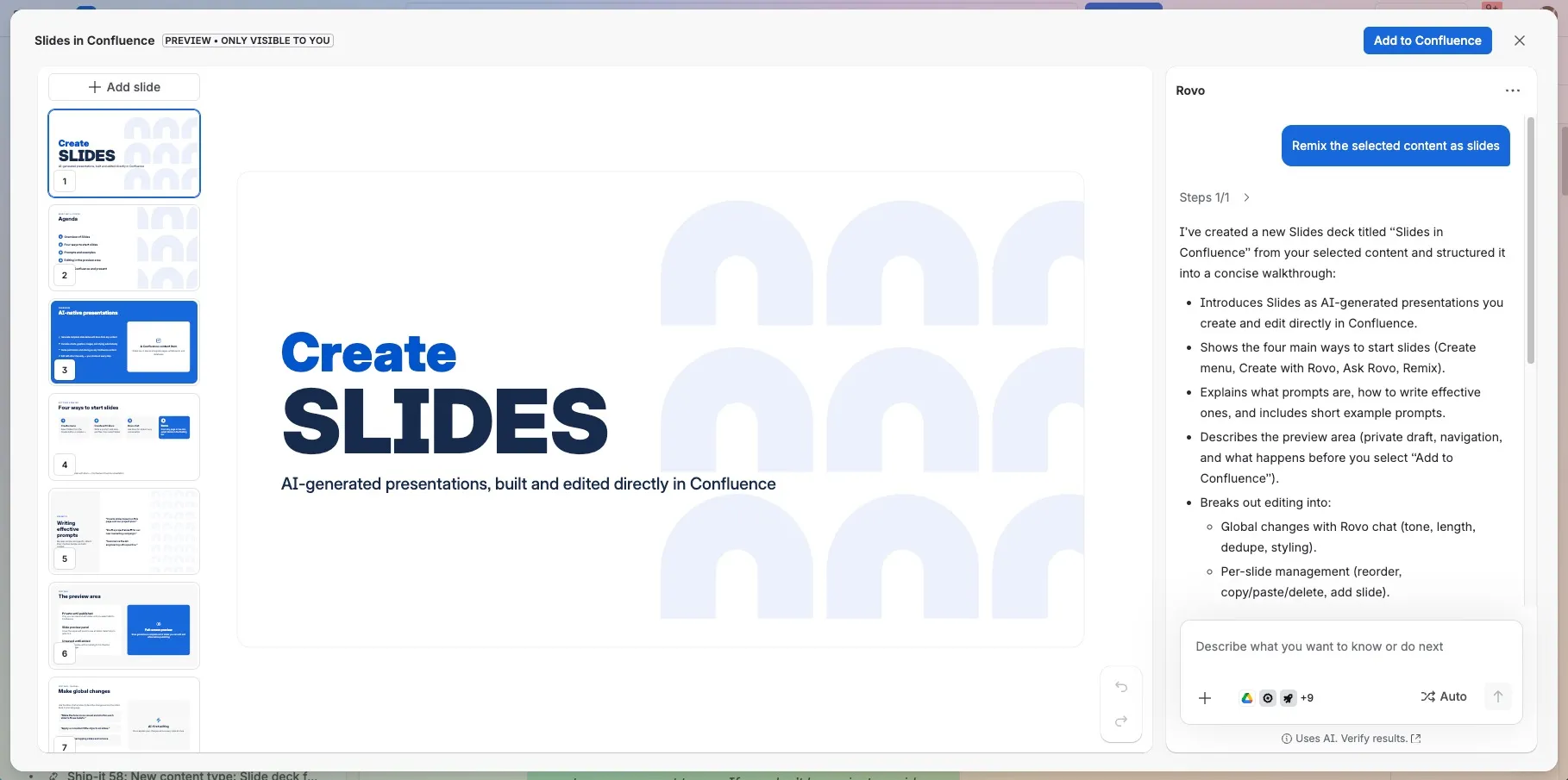 Der Vorschaubereich für Slides