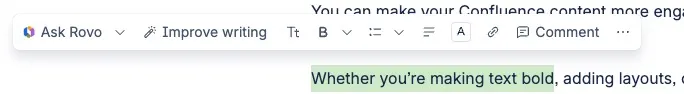 Die schwebende Symbolleiste in Confluence.