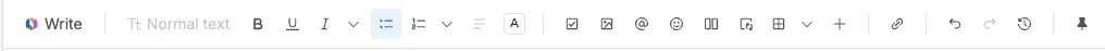 Die Confluence-Symbolleiste oben im Editor angeheftet.