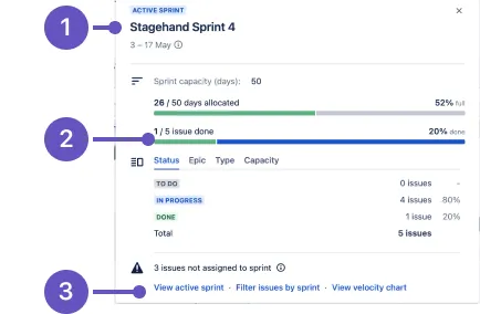 Flyout-Fenster für die Sprintkapazität in Jira Cloud