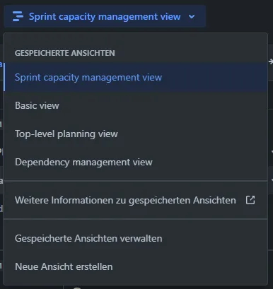 Ansichtseinstellungen in einem Jira Advanced Roadmaps Plan