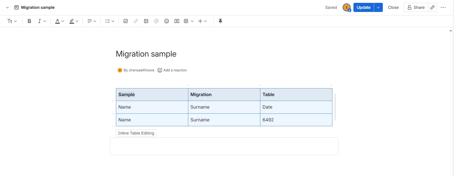 Inline Table Editing Migration Step 2