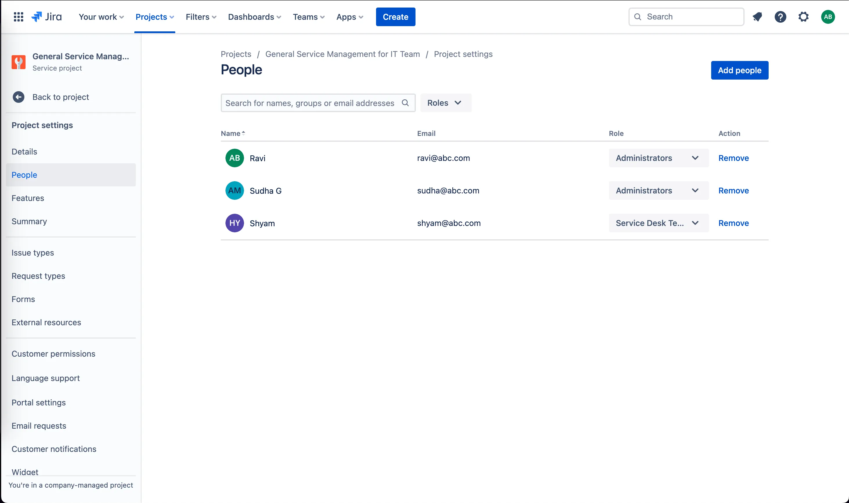 Jira Service Management Benutzerrollen