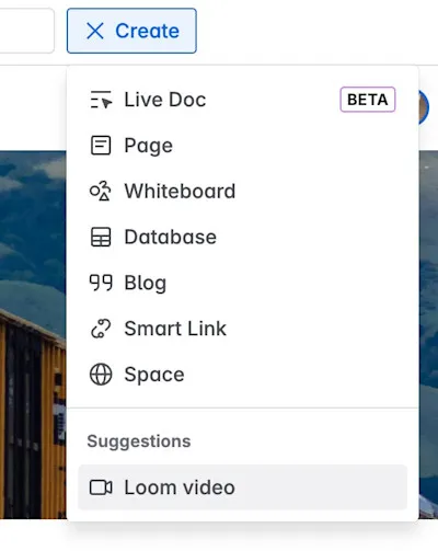 Aufnahme starten über „Erstellen" und dann „Loom-Video" in der Navigation.