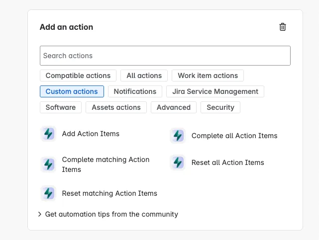 Lux app interface showing action items checklist