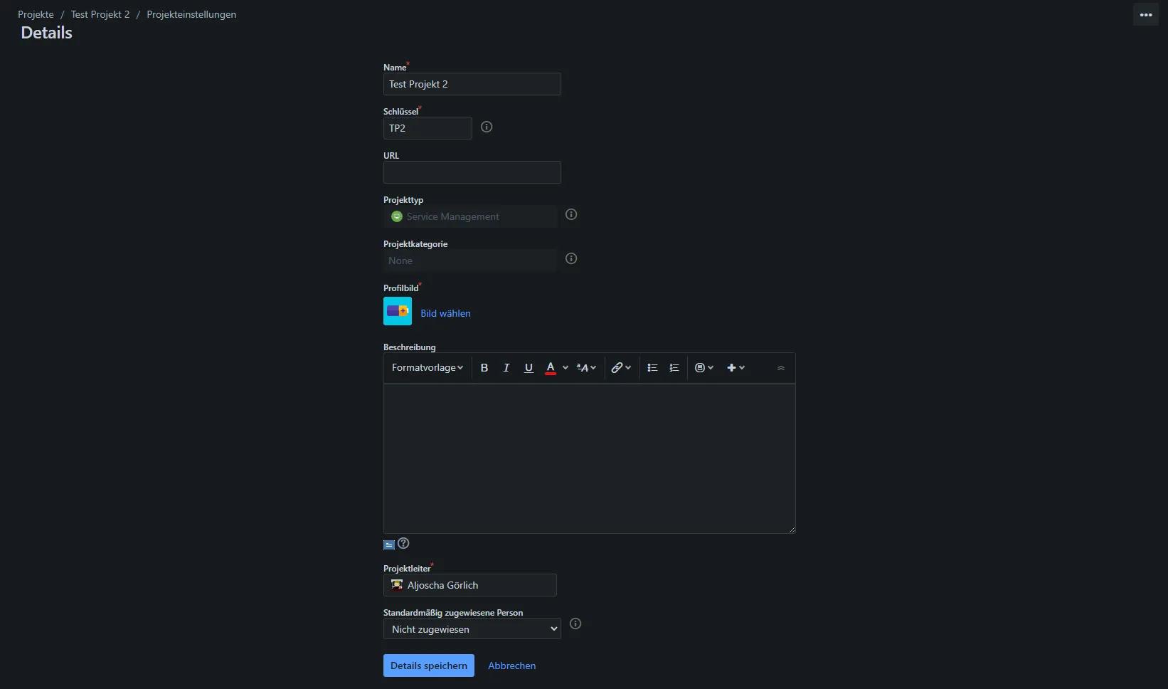 Projektdetails in Jira Software bearbeiten