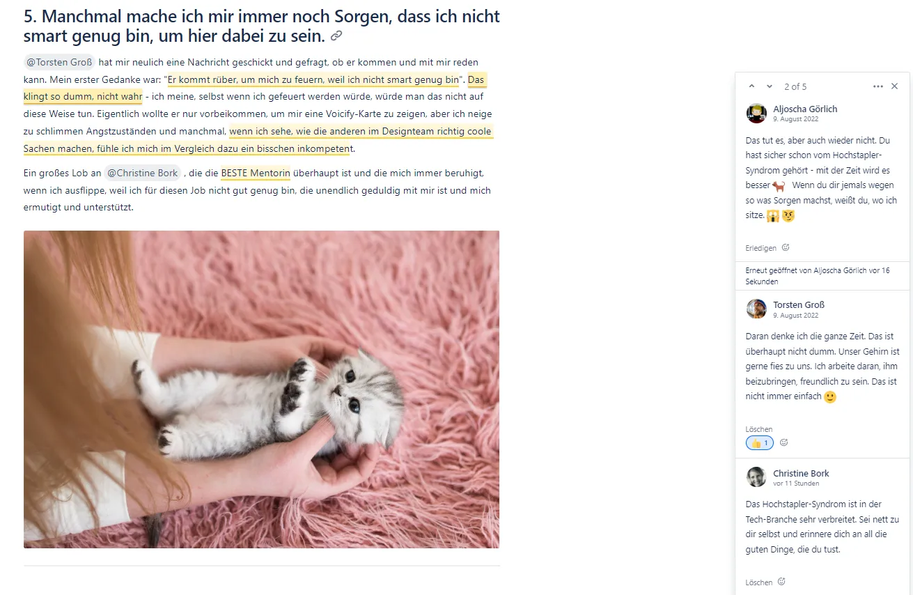 Diskussionen in Confluence Inhalten