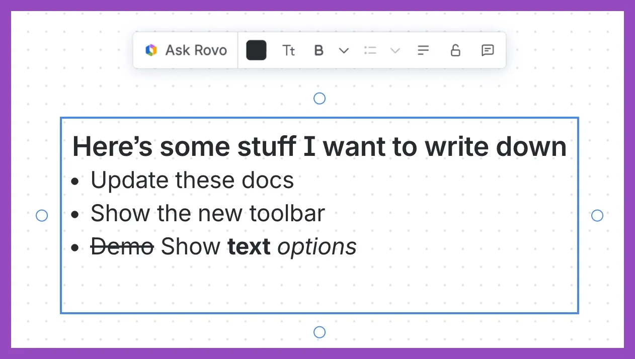 Die schwebende Text-Toolbar in Whiteboards.