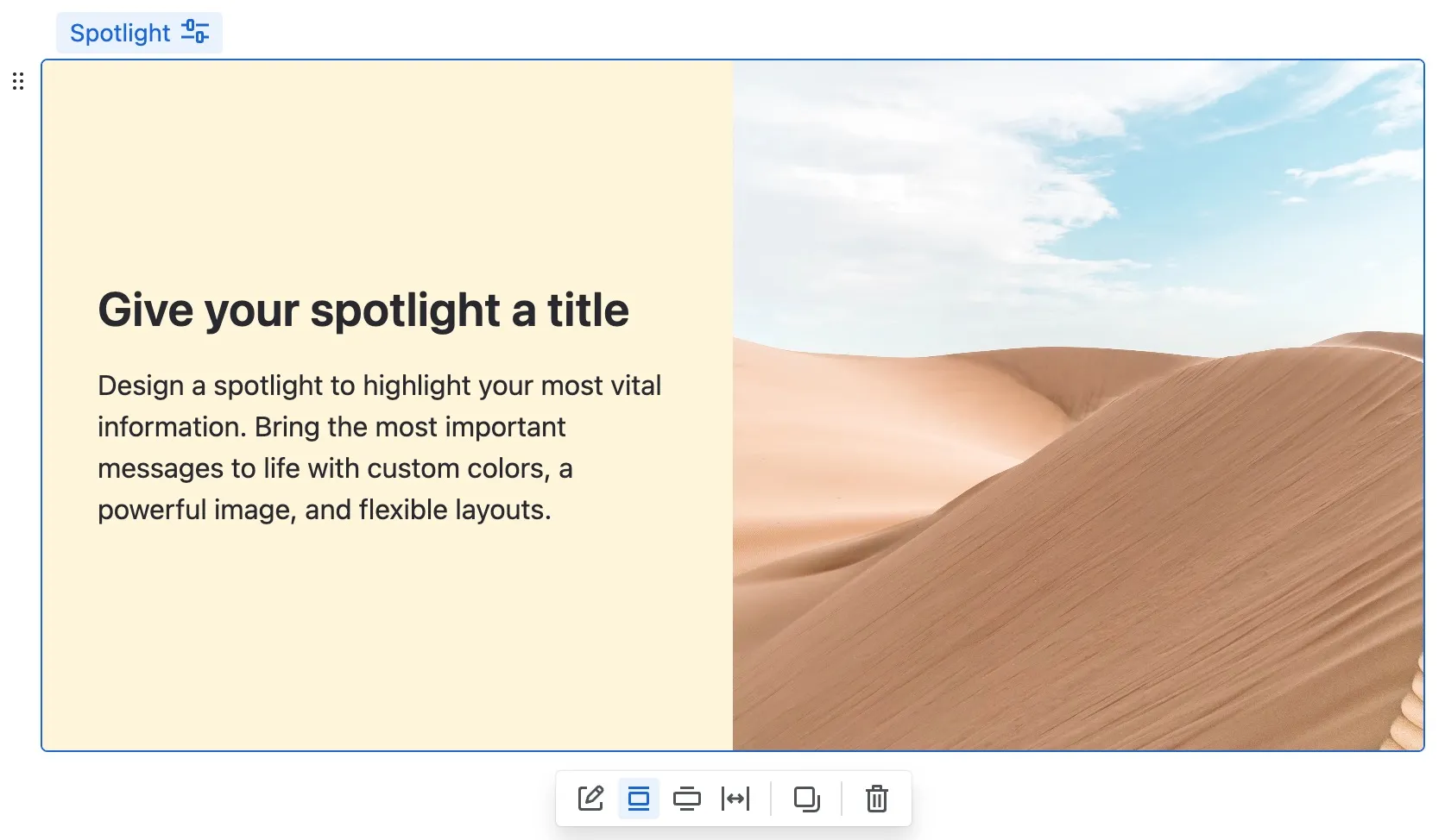 Die Standardansicht eines neuen Spotlights