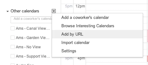 Eine Teamkalender-URL in Google Kalender hinzufügen
