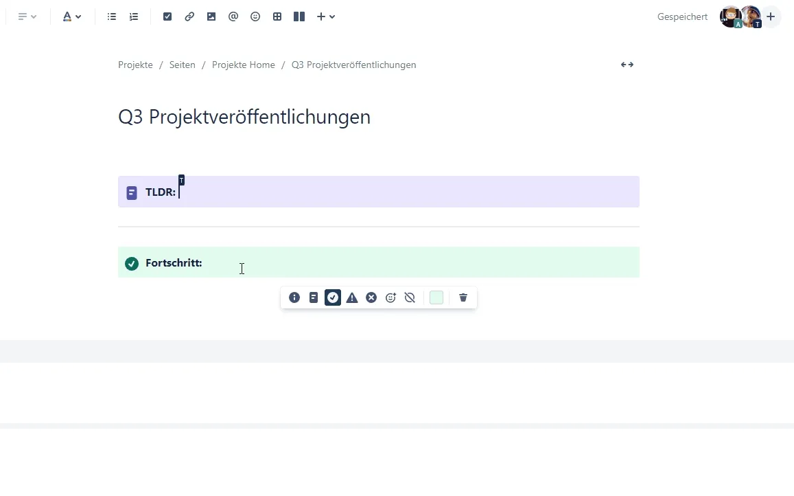 Gleichzeitige Bearbeitung einer Confluence Seite