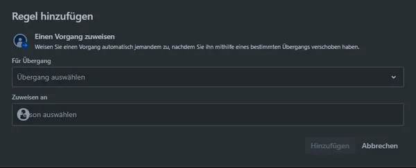 Regel hinzufügen Übersicht